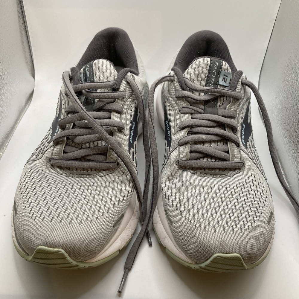 Brooks Adrenaline GTS 21 Women's Running Shoes -Oyster/Alloy/Light Blue, US 8.5
